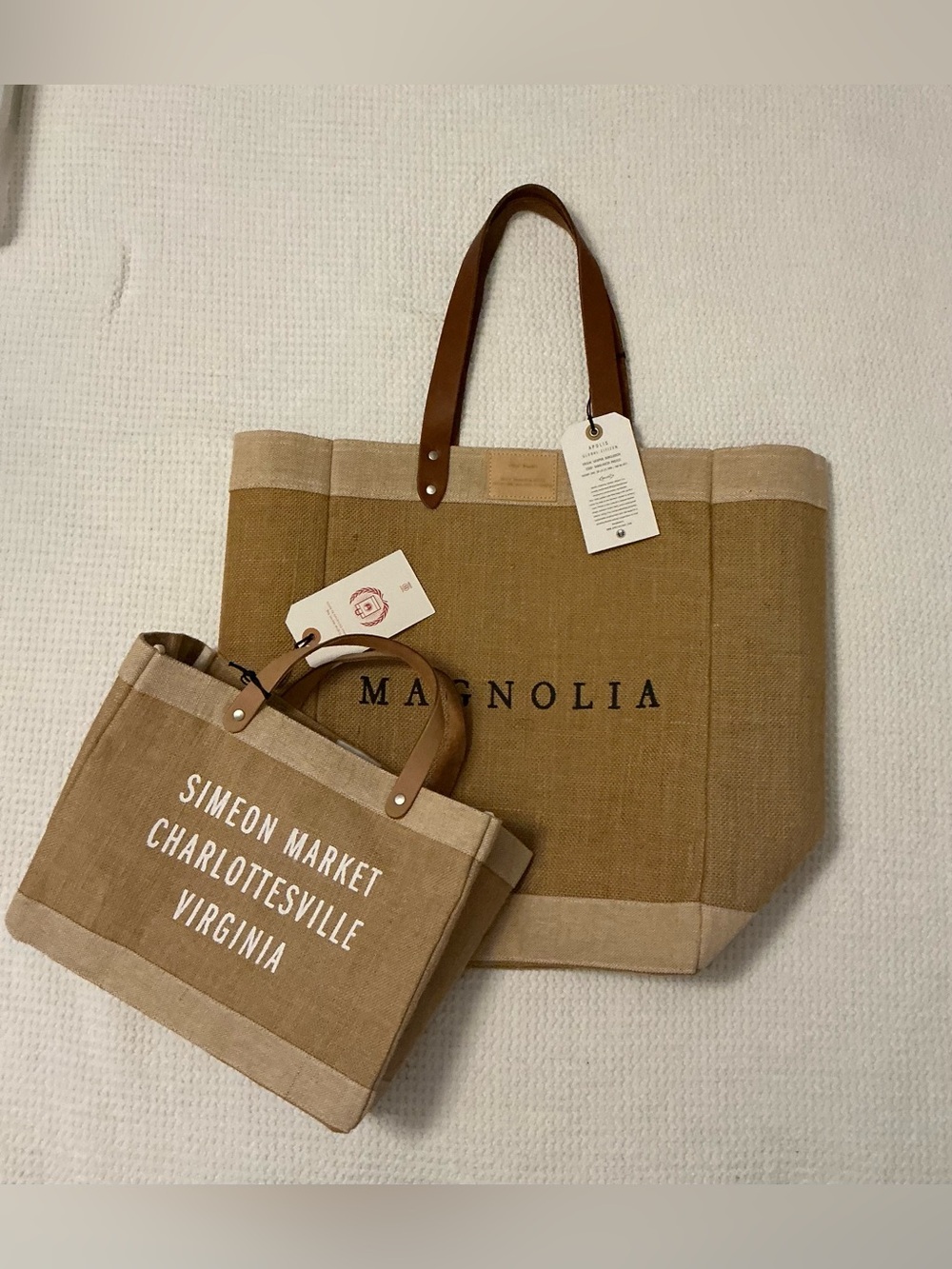 2 NWT Apolis Jute Totes Magnolia and Simeon Markets